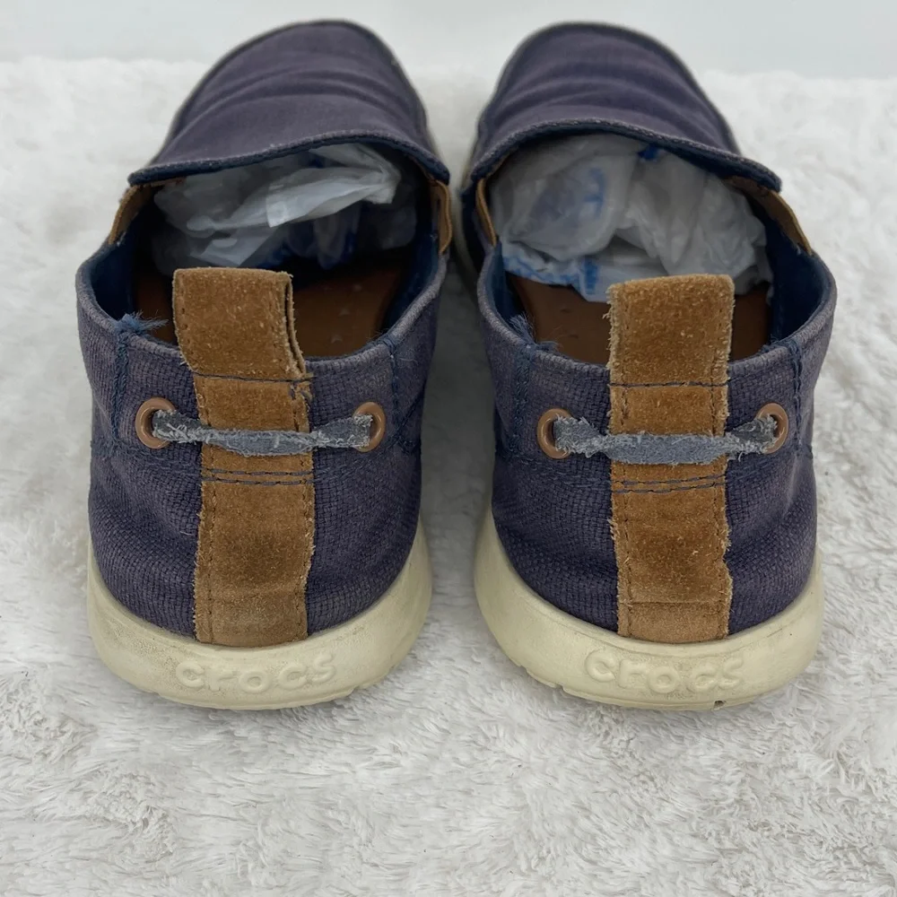 CROCS Navy and Tan Slip-On Loafers MENS SIZE 7